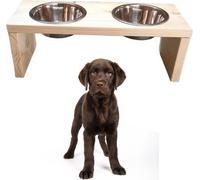 Station d'alimentation double écuelle en bois Support écuelle pour chien écuelle pour chat Barre pour chien Pet 17,5cm 10194
