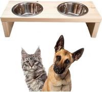Station d'alimentation double écuelle en bois Support écuelle pour chien écuelle pour chat Barre pour chien Pet 12,5cm 10193