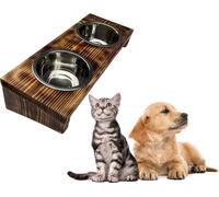 Station d'alimentation double écuelle en bois Support écuelle pour chien écuelle pour chat Barre pour chien Pet 7-12cm 10191