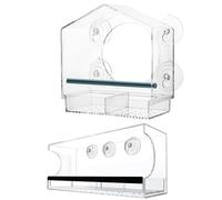 Station d'alimentation en acrylique - Maison avec fenêtre transparente de 21,5 cm, support de perche antidérapant, récipient en plastique transparent durable | Cour arrière jardin patios balcons extér