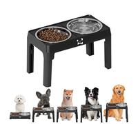 Station d'alimentation pour Chien,Station d'alimentation Réglable 5 Hauteurs, Accessoires - Set De Gamelles Nourriture Et Eau pour Chien - Intérieur, Maison, Voyage, Petites, Moyennes, Grandes
