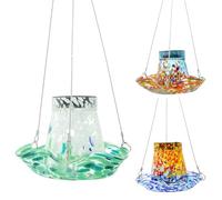 Station d'alimentation pour oiseaux - 20,6 x 40,5 cm, mangeoires d'oiseaux de jardin, oiseaux sauvages décoratifs, mangeoires suspendues en vitrail, ornements de jardin attractifs de colibri | D