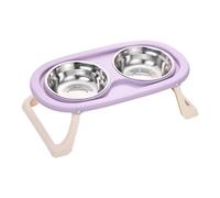 Station d'alimentation surélevée pour animaux de compagnie - Anti-éclaboussures - Pour manger confortablement - En acier inoxydable - Couleur pastel