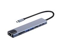 Station d'amarrage Station d'adaptation-Adaptateur de Type C-Multifonctionnel, Splitter USB 8-en-1 | Transmission de données avec 5 Gbit/s, compatibilité 4K et Plusieurs connexions po