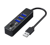 Station d'amarrage USB - Hub de l'adaptateur USB multiport | USBS 2.0 x3 avec Lecteur de Carte & TF | Splitter Plug-and-Play | Digne de de données à Grande Vitesse Compact, Adaptateur pla