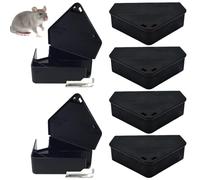 Station d'appât Triangulaire pour Souris, 6 pièces, 5x4 Pouces, pour intérieur, Maison, Restaurant, hôtel, pièges à Souris en PP, Station d'appât pour rongeurs avec 2 clés