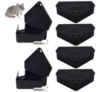 Station d'appât Triangulaire pour Souris, 6 pièces, 5x4 Pouces, pour intérieur, Maison, Restaurant, hôtel, pièges à Souris en PP, Station d'appât pour rongeurs avec 2 clés