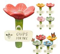 Station d'arrosage des abeilles pour jardin, fleurs en résine, abreuvoir les insectes pour pollinisateurs assoiffés, station d'alimentation papillon colorée avec base de piquet extra stable pour