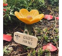 Station d'arrosage en céramique en forme de fleur, tasses à eau pour abeilles, fleurs colorées, abeilles, pollinisateurs, tasses à boire avec base pour extérieur, cour, pelouse, terrasse