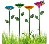 Station d'arrosage - Manger de fleurs, pour boire dans le jardin, bain de papillons | Ensemble de 4 abeilles colorées pour abeilles avec motif de lentilles d'eau, outil IDR