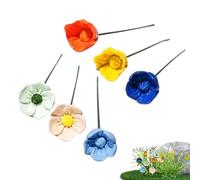 Station d'arrosage pour jardin - Boisson d'eau avec piquet | Abreuvoir en céramique colorée en forme de fleur papillon abeille, pour oiseaux, colibri, décoration extérieure, cour, patio,