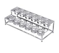 Station d'assaisonnement à pizza, organiseur à épices à double niveau avec couvercles, récipient alimentaire amovible pour buffet et salade,