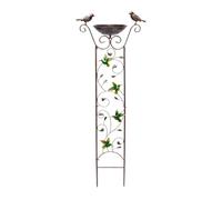 Station de bain pour oiseaux, alimentation en fer, bac à eau extérieur | Support de jardin autoportant, bâton de plantes grimpantes, bol alimentaire amovible, sculpture de jardin compacte pour