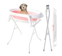 Station de bain surélevée pliable pour animaux de compagnie, baignoire surélevée portable pour petits chiens et chats avec tuyau de drainage et support de rangement, baignoire en plastique de 87 cm