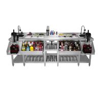 Station Bar Double en Inox Pour Restaurant Café 220 x 78 cm Isolé CHRD HORECA Argent G