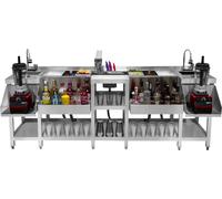 station de bar compacte 2 en 1 pour duos Acier inoxydable avec bac à glace Évier