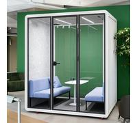 Station de bureau mobile insonorisée, cabine de confidentialité portable pour appels téléphoniques, espace de travail compact pour une seule personne avec isolation sonore, 150 cm pour une meilleure