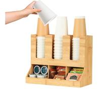 Station de café, rangement en bois, étagère à condiments en bois, récipient de rangement pour capsules de bureau, récipient de rangement pour couvercle, sachet de thé, sirop, collation, accessoires