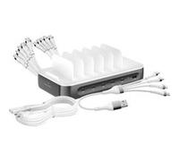 Station de Charge 100W Multiport 5 USB-C + USB et 6 Câbles inclus 4smarts Gris Gris G