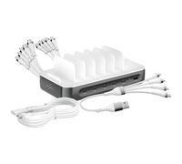 Station de Charge 100W Multiport 5 USB-C + USB et 6 Câbles inclus Gris