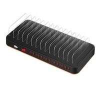 Station de Charge 180W 15 Ports USB avec Ventilation et Support Noir