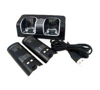 Station De Charge 2 Wiimotes + 2 Batteries 2800 Mah Pour Manette Nintendo Wii Wiiu - Noir