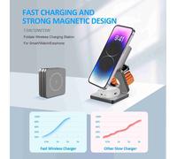 Station de charge 3 en 1 Foldale Support de charge réglable Stations de charge sans fil pour smartphones