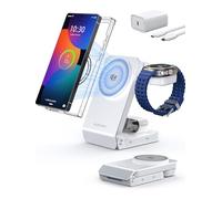 Station de Charge 3-en-1 Magnétique avec Refroidissement Actif, Chargeur sans Fil pour Galaxy S26 Ultra, Watch 8, Pliable Chargeur Induction pour Rapide avec Téléphones Android (Blanc)