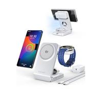 Station de Charge 3-en-1 Magnétique Qi2 avec Refroidissement Actif, Chargeur sans Fil pour Galaxy S26 Ultra, Watch 8, Pliable Chargeur Induction pour Rapide avec téléphones Android Qi