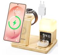 Station de charge 3 en 1 pour Samsung [lampe de nuit], station de charge inductive pour Samsung S26/S25/S24/S23/ZFlip/Fold, chargeur sans fil pour Samsung Galaxy Watch Ultra/8/7/6/5/4/Galaxy Buds