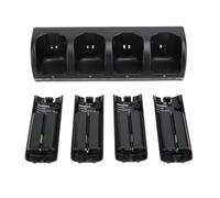 Station de Charge 4 en 1 pour Télécommande Wii et Wii U, Chargeur de Batterie pour Télécommande Wii avec 4 Batteries Rechargeables 2800 MAh + Base de Station de Charge pour (Black)