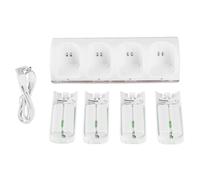 Station de Charge 4 en 1 Wii/Wii U - 4 Batteries 2800 mAh - Blanc - Charge Rapide - 360 g