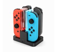 Station de Charge 4 Ports pour manettes Joy-Con compatibles Switch/OLED | Chargeur Rapide avec Lumière RGB LED, Support de Recharge Indicateur, Accessoire Gaming Essentiel pour Console Switch