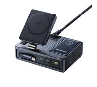 Station de charge 5 en 1 140W Qi2 écran câble rétractable USB-A/C - Noir