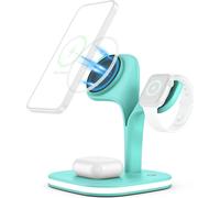 station de charge 5 en 1, Mag-Safe magnétique, support de charge sans fil avec veilleuse LED, convient pour plusieurs appareils, support de charge pour téléphone portable, vert