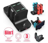 Station De Charge 6 En 1 Pour Console Nintendo Switch, Contrôleur, Station De Charge Pour Manettes De Jeu, Support De Charge Dc5v/2a Pour Ns Switch