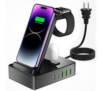 Station de charge 8 en 1, station de charge sans fil 100 W pour plusieurs appareils Apple avec 2 ports USB C 20 W, station de charge pour téléphone portable en alliage d'aluminium compatible avec iPhone, iWatch, AirPods Pro