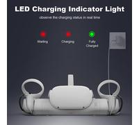 Station de charge améliorée pour station de montage Meta/Oculus Quest 2 avec dragonne réglable, accessoires et 2 batteries rechargeables