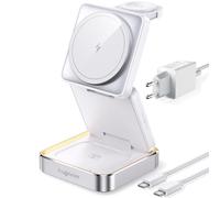 Station de Charge Apple, 15W Pliable Rapide Wireless Charger avec Mag-Safe, Chargeur à Induction 3 en 1 Support de Charge de Voyage pour iPhone 17/16/15/14/13/12, AirPods 2/3/Pro, Apple Watch