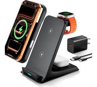 Station de Charge Apple, Chargeur Induction sans Fil 3 en 1 Apple Watch, 18W Rapide Wireless Charger Compatible avec Tous Les téléphones Portables Qui prennent en Charge la Recharge sans Fil