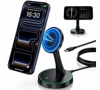 Station de Charge Apple,OANDYS 15W Rapide Chargeur Induction iphon,Compatible avec MagSafe iPhone 18 17 16 15 14 13 12/Air/Duo&AirPods 5-2/Pro,2 en 1 Chargeur sans Fil avec Voyant Lumineux réglable