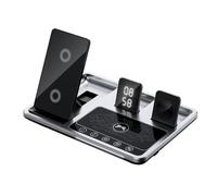 Station de charge automatique 4 en 1 avec horloge numérique pour iPhone pour AirPods Chargeur pliable de bureau