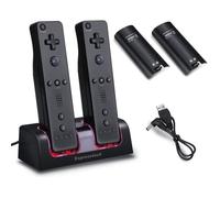 Station de charge avec 2 batteries pour Nintendo Wii/U Télécommande - Noir