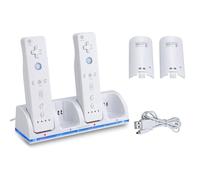 Station De Charge Avec 4 Batteries Pour Nintendo Wii/U Télécommande - Blanc