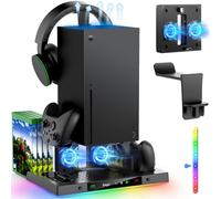 Station De Charge Avec Ventilateur De Refroidissement Rgb Pour Xbox Series X, Dock D'accueil Sans Fil & Système De Refroidisseur Avec 15 Modes D'éclairage Colorés Pour Xbox X & Stockage D'accessoires