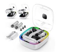 Station de charge compatible avec Meta Quest 3/3S, casque VR et manette avec batteries magnétiques, éclairage RVB, support de rangement pour accessoires de jeu VR