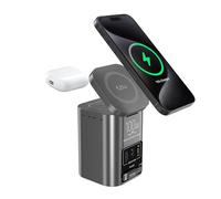 Station de charge de bureau multifonction 100 W avec chargeur sans fil, hub USB 3.0, câble USB-C rétractable de 75 cm et HDMI 2.1, PD 65 W charge rapide pour téléphones, écouteurs, tablettes