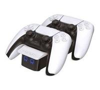Station de charge double dock VENOM VS5001 - Recharge 2 manettes, LED, USB - compatible pour manettes PS5 DualSense Blanc