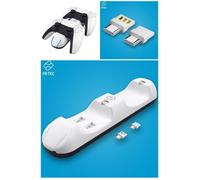 Station de Charge Double - FR-TEC - PS5 - LED Colorées - Compatible avec 2 Manettes - Blanc
