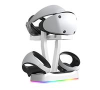 Station de charge Dual Sense Controller pour PS5 VR2, VR2 Support d'affichage de casque avec éclairage RVB, pour PSVR2 Station de charge magnétique VR2 Chargeur